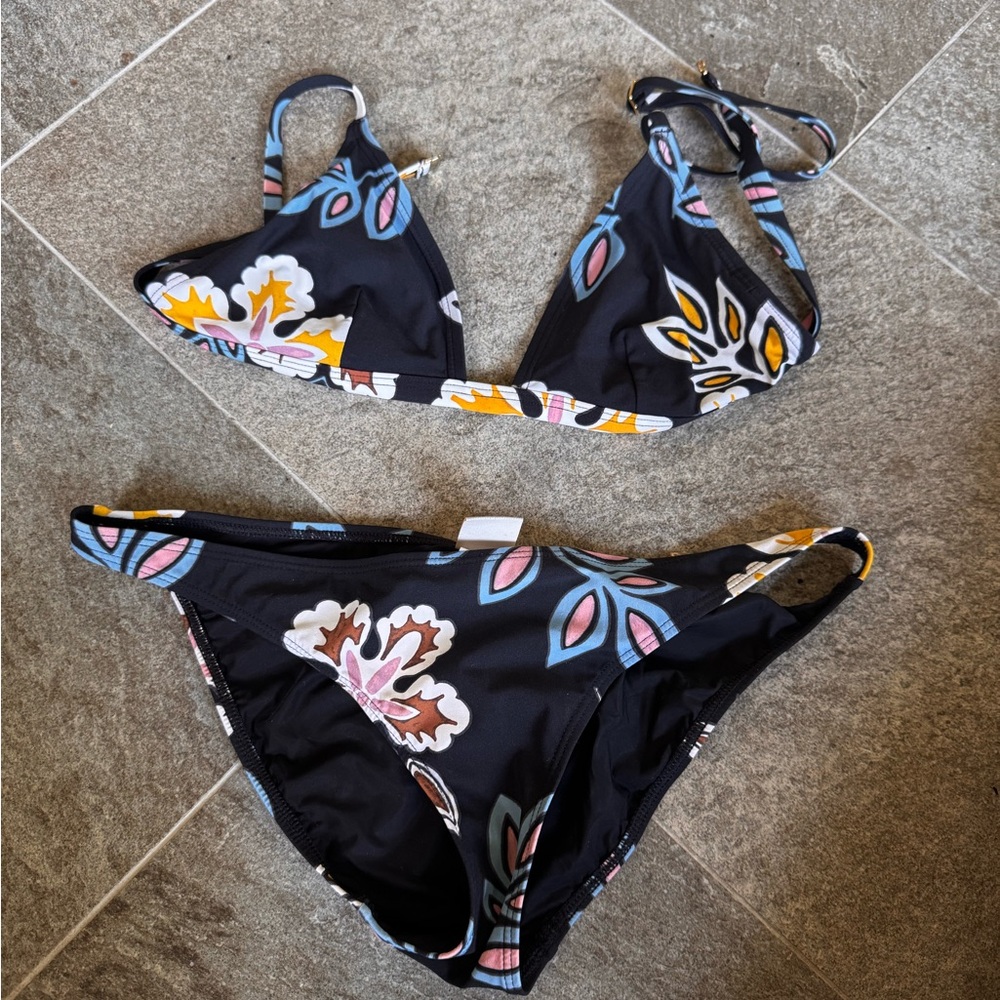 Tory Burch Black Floral Bikini
